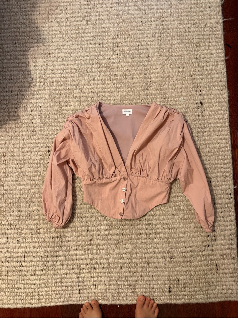 Song of Style Dusty Rose Button-Front Cropped Blouse